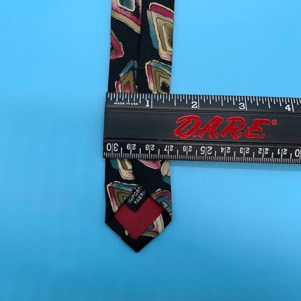 Vintage Adolfo Geometric Print Preppy All Silk Men's Classic Neck Tie